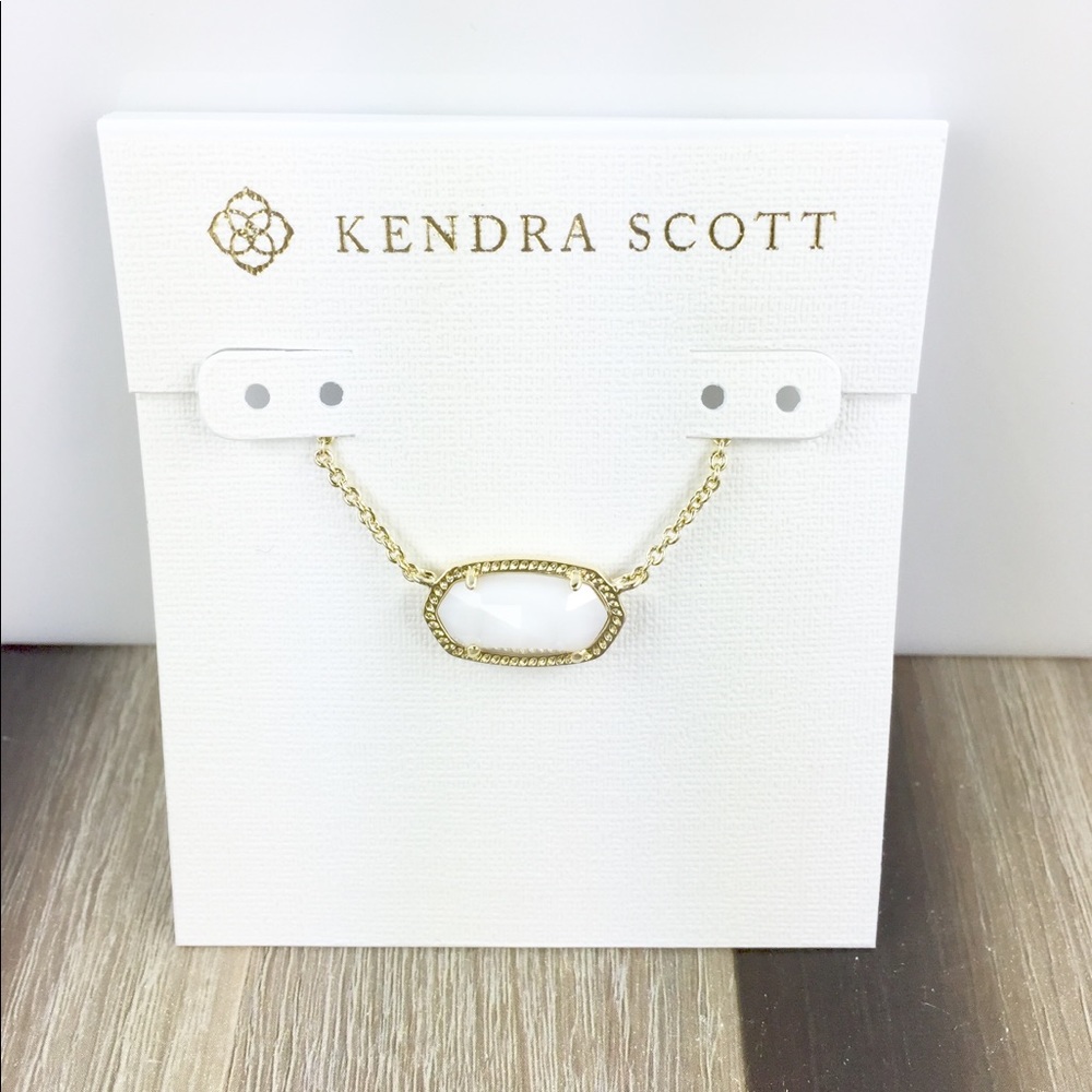 Kendra Scott Elisa white shell gold necklace